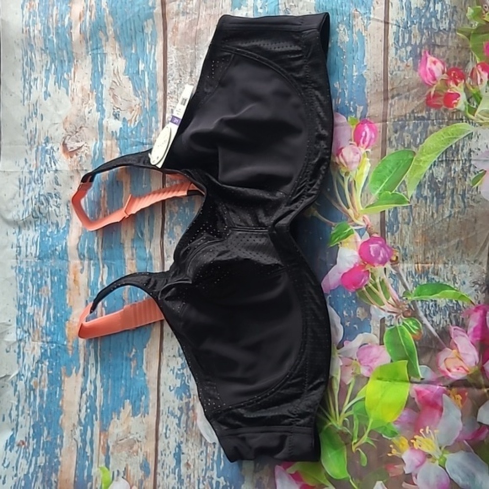 Parfait Mesh Sports Bra .. Black/Pink Blush .. 44e‎ NWT